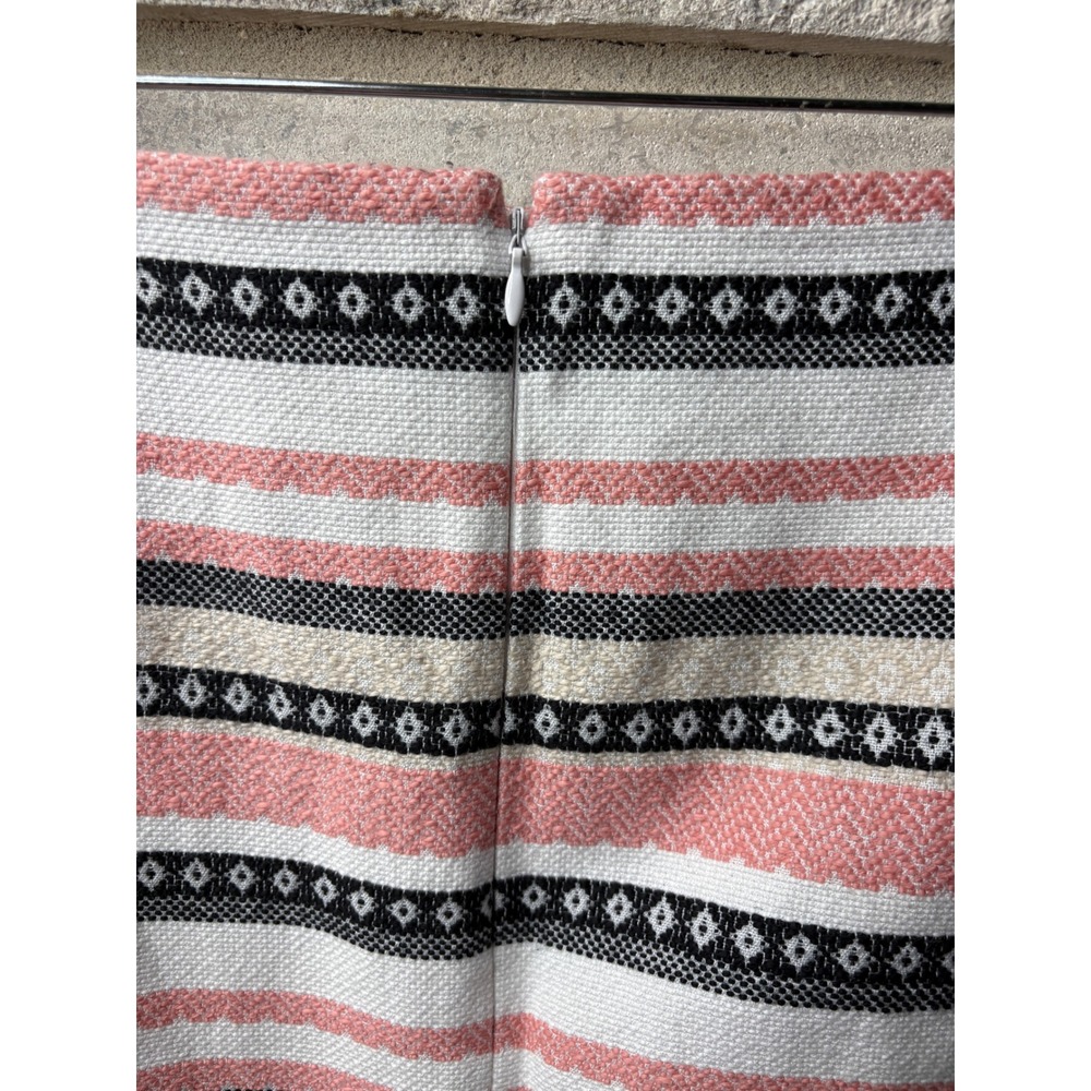 Loft‎ Outlet Womens Pink Black White Striped Geometric Woven Mini Skirt Size 16 - Picture 4 of 7